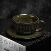 Retro European-Style Glazed Ceramic Coffee Cup Cappuccino Latte Fancy Coffee Pull Flower Cup and Saucer Suit 220ml