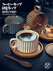 Retro European-Style Glazed Ceramic Coffee Cup Cappuccino Latte Fancy Coffee Pull Flower Cup and Saucer Suit 220ml