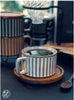 Retro European-Style Glazed Ceramic Coffee Cup Cappuccino Latte Fancy Coffee Pull Flower Cup and Saucer Suit 220ml