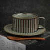 Retro European-Style Glazed Ceramic Coffee Cup Cappuccino Latte Fancy Coffee Pull Flower Cup and Saucer Suit 220ml