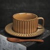 Retro European-Style Glazed Ceramic Coffee Cup Cappuccino Latte Fancy Coffee Pull Flower Cup and Saucer Suit 220ml