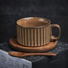 Retro European-Style Glazed Ceramic Coffee Cup Cappuccino Latte Fancy Coffee Pull Flower Cup and Saucer Suit 220ml