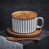 Retro European-Style Glazed Ceramic Coffee Cup Cappuccino Latte Fancy Coffee Pull Flower Cup and Saucer Suit 220ml