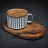 Retro European-Style Glazed Ceramic Coffee Cup Cappuccino Latte Fancy Coffee Pull Flower Cup and Saucer Suit 220ml