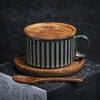 Retro European-Style Glazed Ceramic Coffee Cup Cappuccino Latte Fancy Coffee Pull Flower Cup and Saucer Suit 220ml