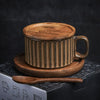 Retro European-Style Glazed Ceramic Coffee Cup Cappuccino Latte Fancy Coffee Pull Flower Cup and Saucer Suit 220ml