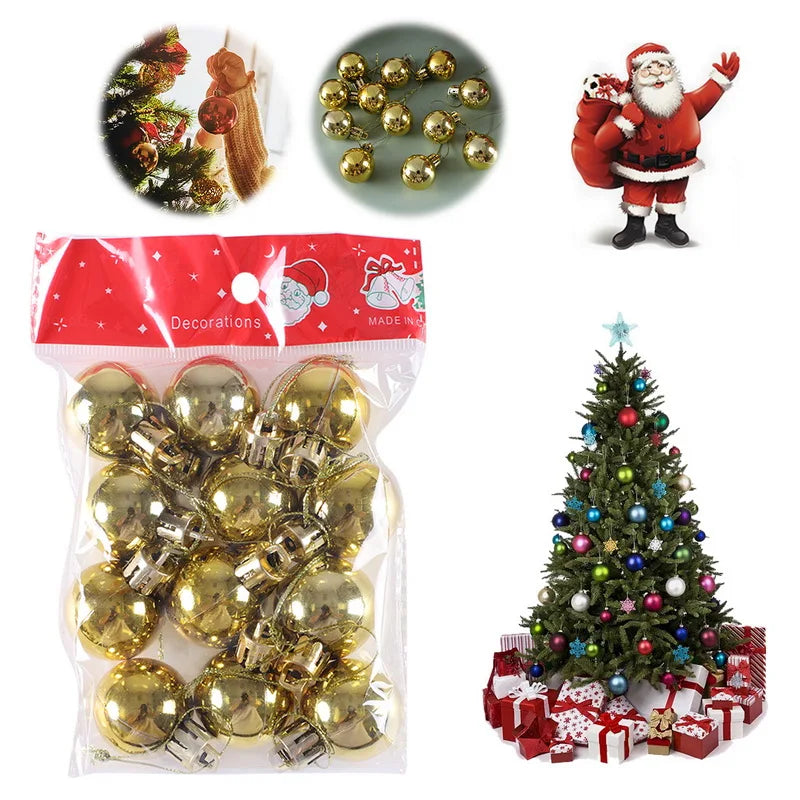 24PCS Christmas Balls Christmas Tree Ornaments Ball Xmas Hanging Tree Pendants Home Party Decor 2025 New Year Gift Noel Navidad