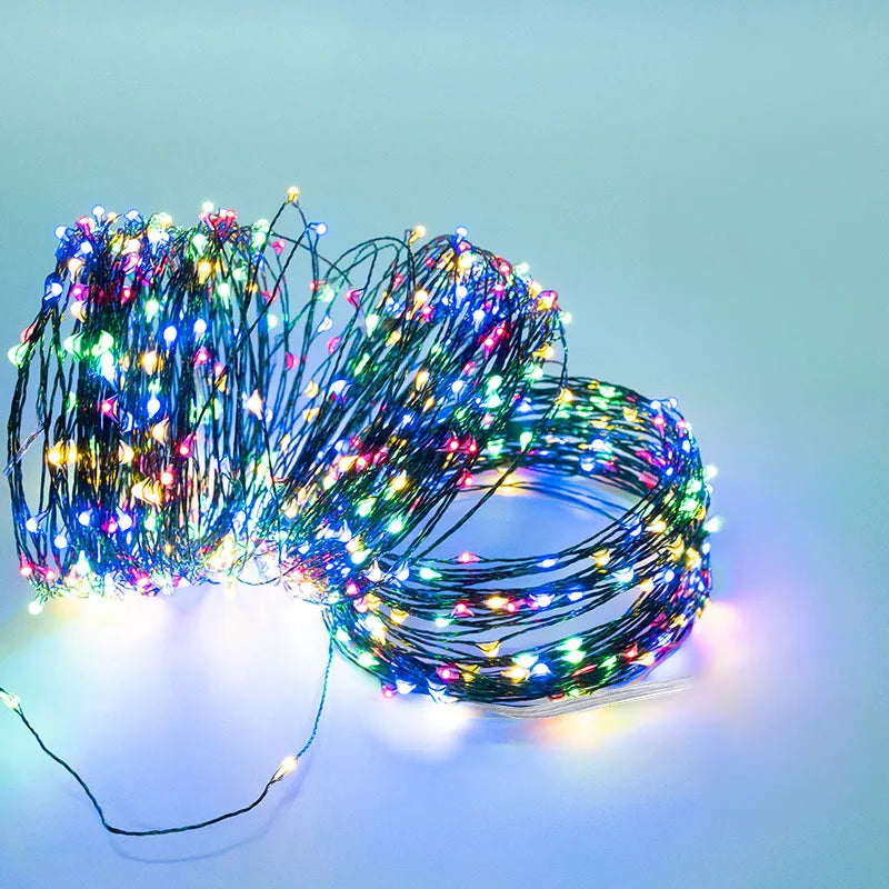 10M100LED String Lights Green Wire Fairy Lights Warm White Garland for Outdoor Home Christmas Wedding Party Garden Decoration