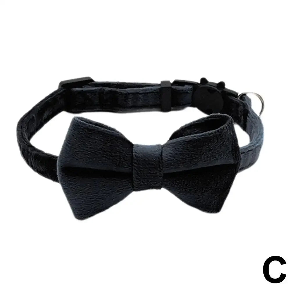 Suede Collar Bow Wear-resistant Lovely Comfortable Collar Collar Bell Velvet Dog Cat Small Adjustable Y5J7