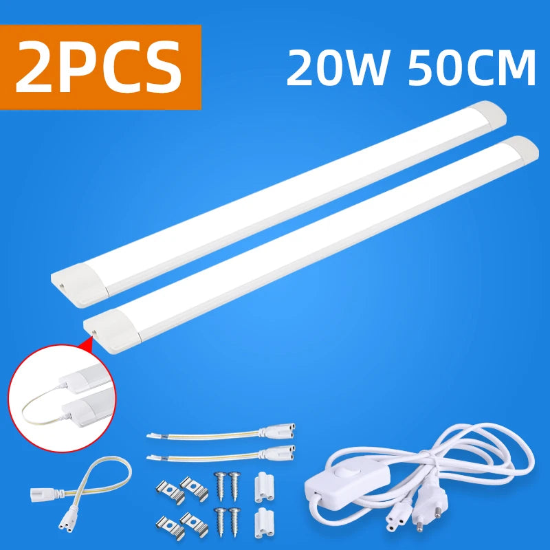 LED Kitchen Light Under Cabinet 10W 20W Led Tube Bar Wall Lamp Ultra Thin Home Bedroom Kitchen Closet Indoor Lighting 220V Room