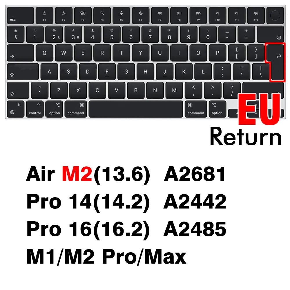 Keyboard Cover for Macbook Air 13 11 Pro 14/16 M1 Touch Bar 15 12 Retina Silicone Protector Skin A2179 A2337 A2338 A2442 US EU