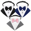 Dogs Tuxedo Bandana Formal Dog Wedding Bandana Collar with Bow Tie Adjustable Pet Scarf Bibs Party Birthday Costume Accessories