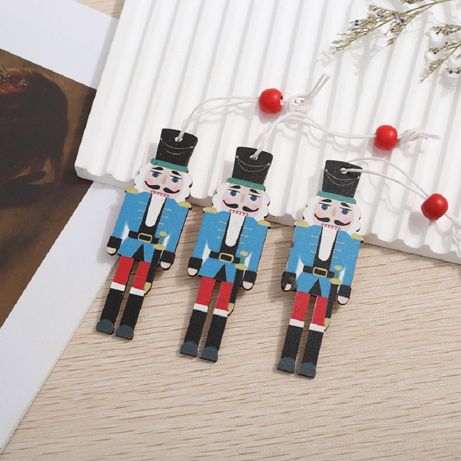 9Pcs Christmas Wooden Nutcracker Soldier Hanging Pendants Christmas Tree Ornaments Xmas New Year Party Decorations Supplies