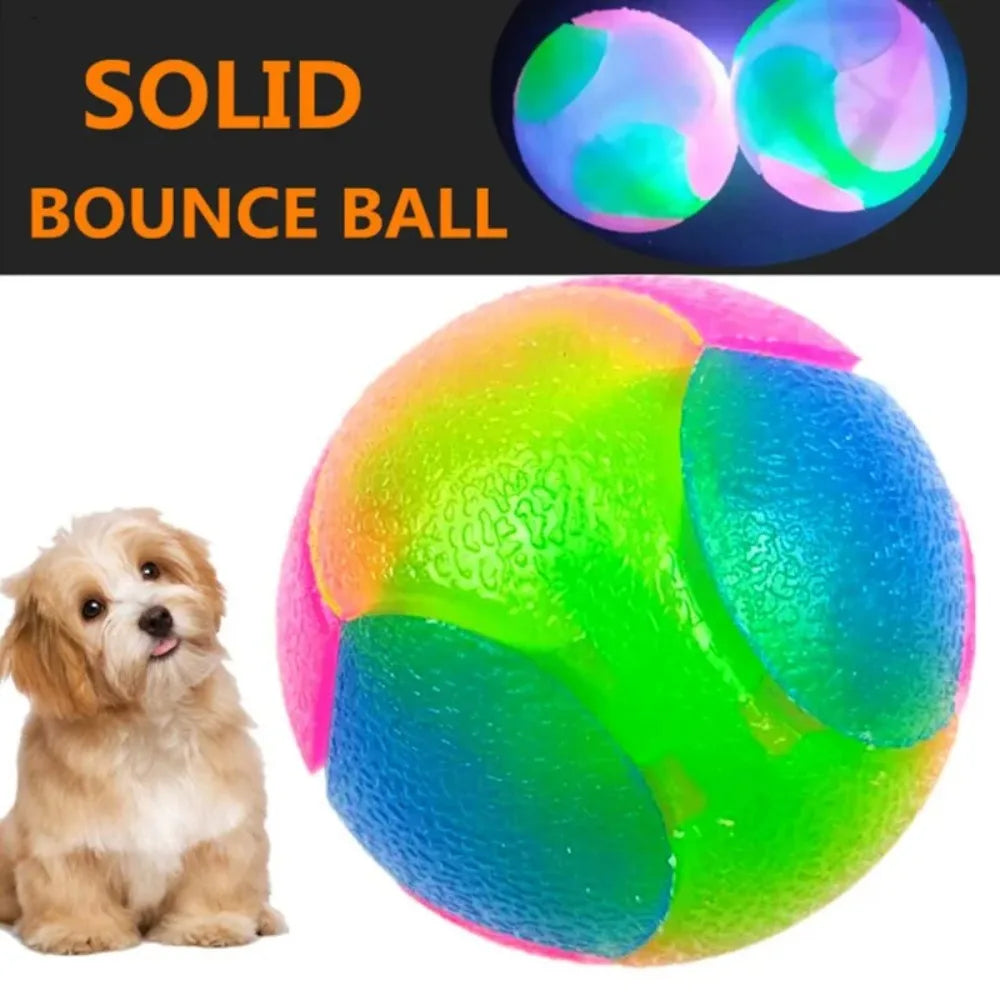 LED Glowing Ball Dog Toy Molar Ball  Balls Flashing Elastic Ball Pet Color Light Ball Interactive Toys For Puppy Cats Dog