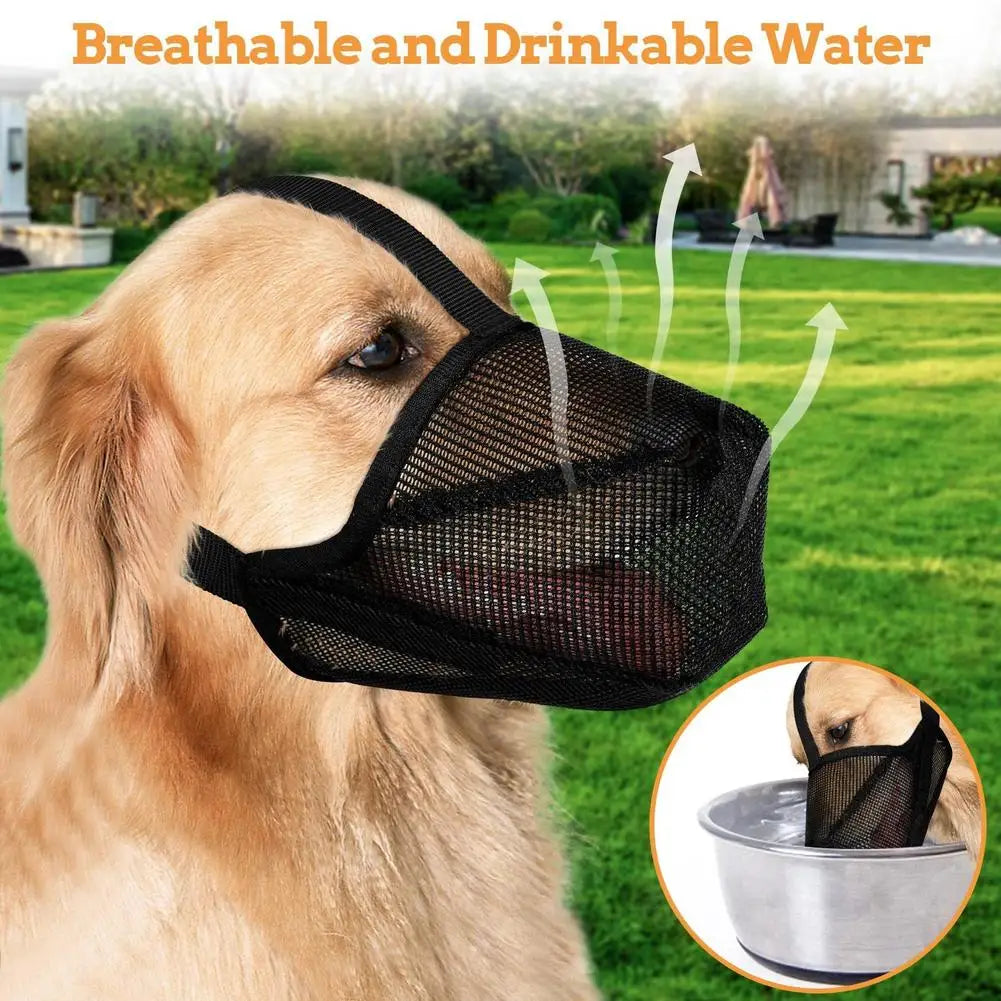 Anti Barking Pet Dog Muzzle Adjustable Mesh Breathable Pet Mouth Muzzles Mask For Dogs Mouth Cover Nylon Straps Dog Accessories