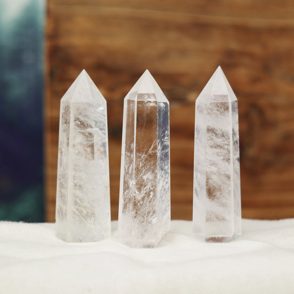 4-8CM Clear Quartz Column Natural White Crystal Quartz Crystal Point Healing Hexagonal Wand Treatment Stone