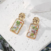 Colorful Dried Flower Earring Unique Epoxy Resin Pressed Flower Earring Women Natural Floral Geometric Boho Earring Wholesale