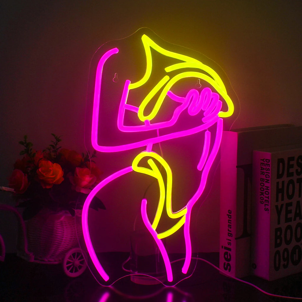 Sexy Lady Neon Sign Woman Body Pink Led Lights USB Powered Wall Light Up Signf For Home Bedroom Party Bar Night Club Room Decor