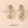 Colorful Dried Flower Earring Unique Epoxy Resin Pressed Flower Earring Women Natural Floral Geometric Boho Earring Wholesale