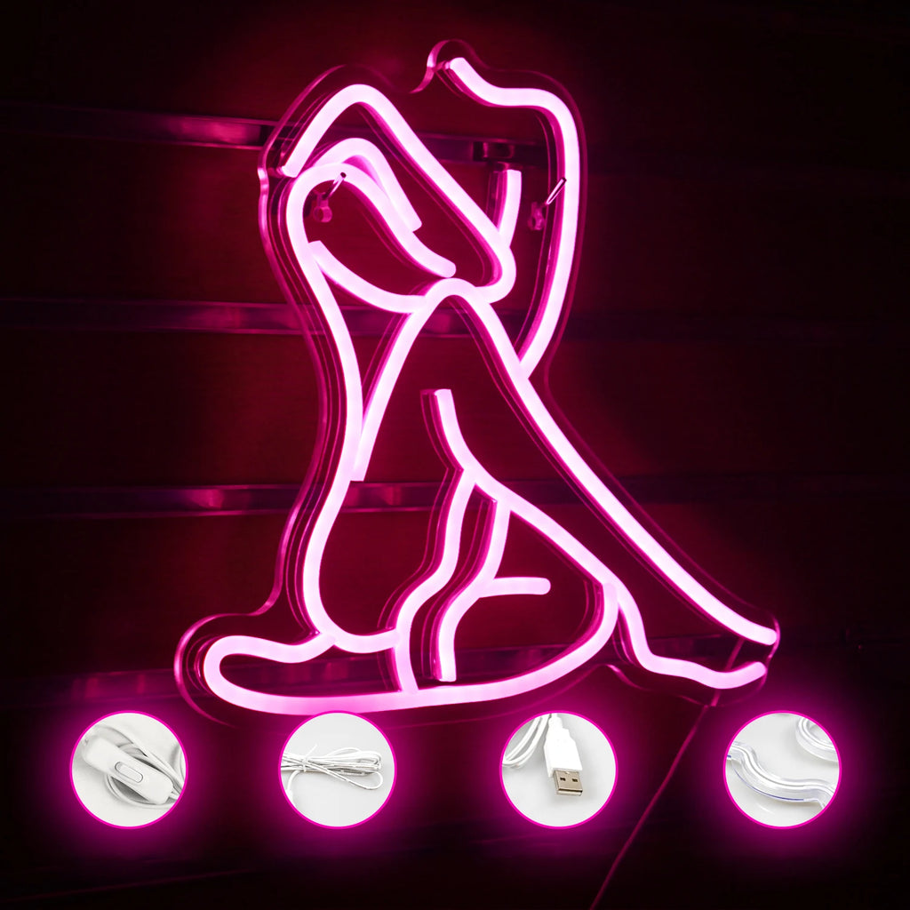 Sexy Lady Neon Sign Woman Body Pink Led Lights USB Powered Wall Light Up Signf For Home Bedroom Party Bar Night Club Room Decor