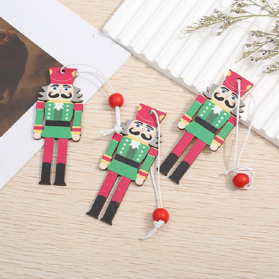 9Pcs Christmas Wooden Nutcracker Soldier Hanging Pendants Christmas Tree Ornaments Xmas New Year Party Decorations Supplies