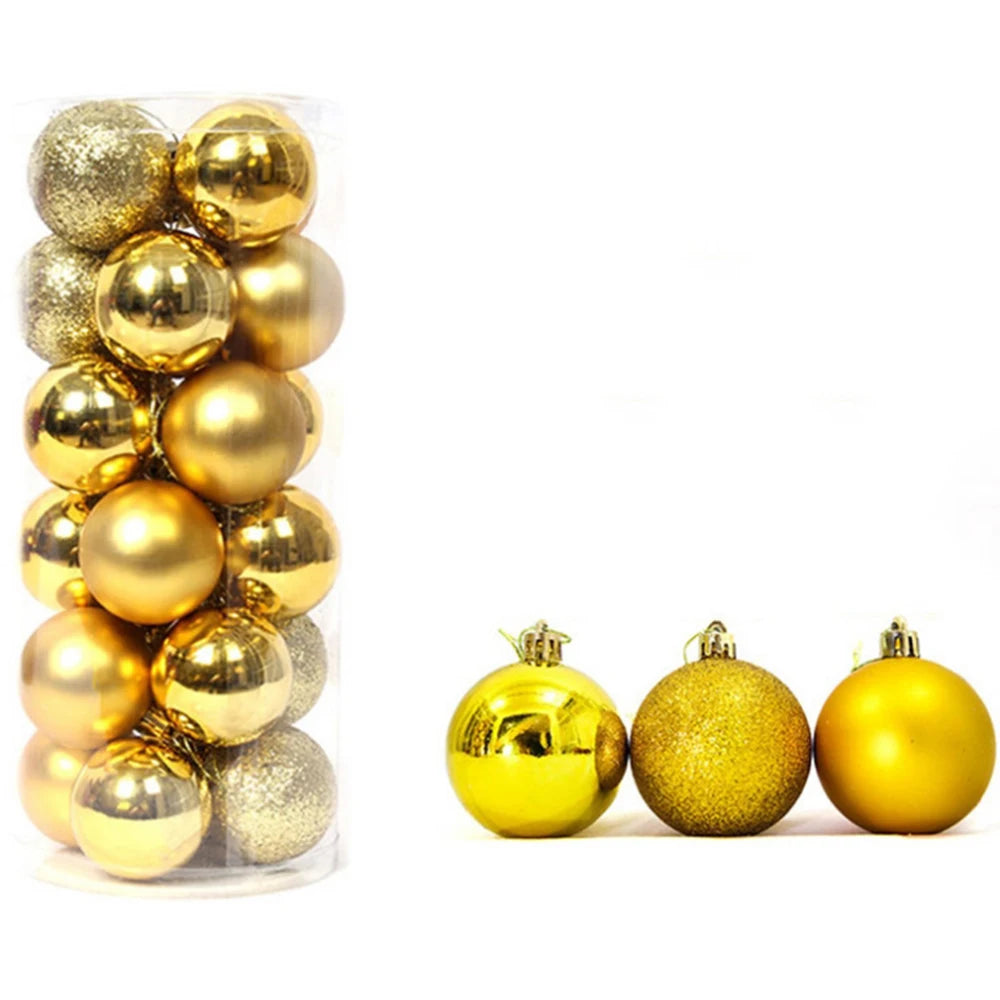 24PCS Christmas Balls Christmas Tree Ornaments Ball Xmas Hanging Tree Pendants Home Party Decor 2025 New Year Gift Noel Navidad