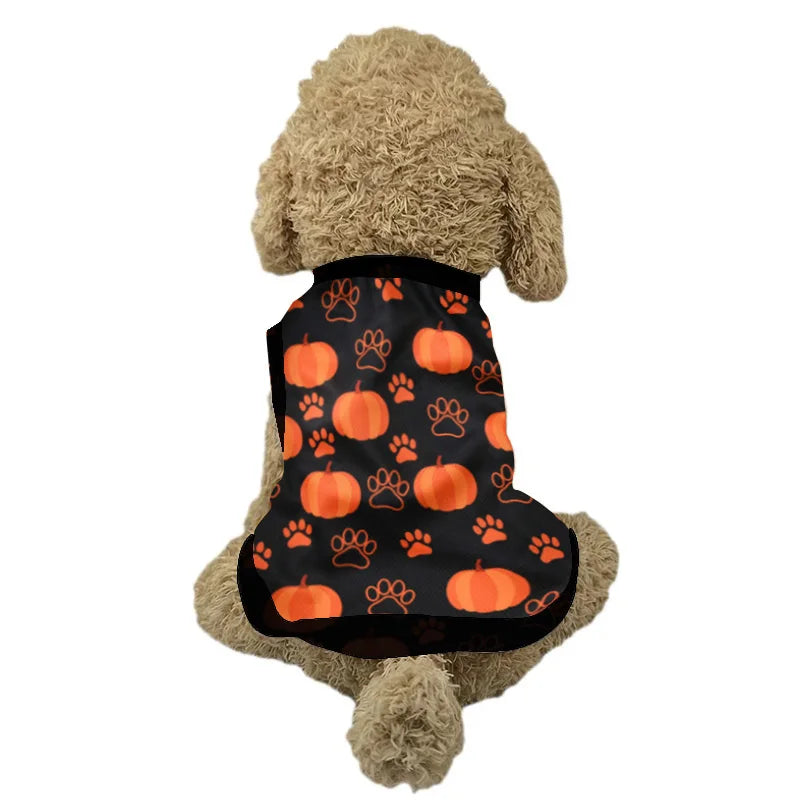 Halloween Dog Clothes for Small Medium Dogs Cats Autumn Winter Party Dressed Up Puppy Print Sleeveless Vest Chihuahua Clothing