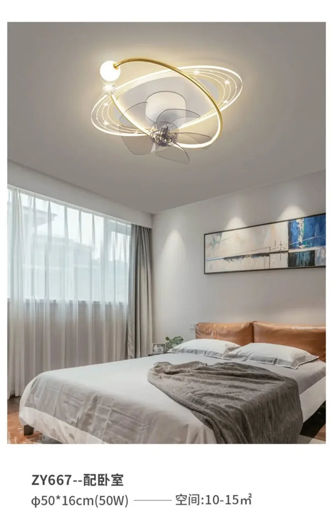 Modern Minimalist Ceiling Lamps For Living Room Fan Lights Intelligent Home Bedroom Restaurant Silent Fan Pendant Light Fixtures