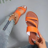 Rimocy 2023 Summer Flat Heel Sandals for Women Casual Plus Size Beach Slippers Woman Pu Leather Strap Slip-On Gladiator Sandals