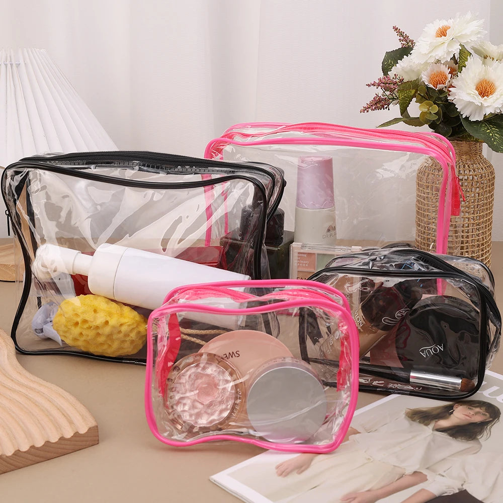 1/3pcs Transparent Storage Bags Women Makeup Cosmetic Cases Organizer Travel Waterproof Wash Pouch Holder Large Capacity PVC Bag