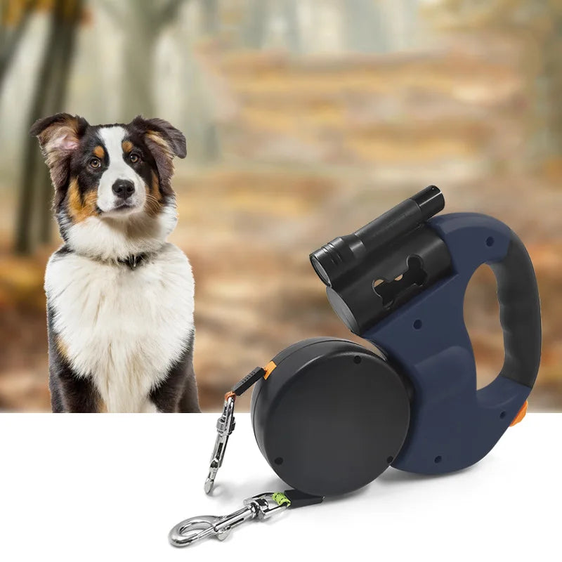 3mPet supplies multi-functionDouble-Ended Traction Rope Auto Retractable Roulette Dual Dog Leash With Flashlight dog accessories