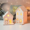 Mini Christmas LED Light Wooden House Kids Gift with Snowflake White Glowing Castle Luminous Christmas Tree