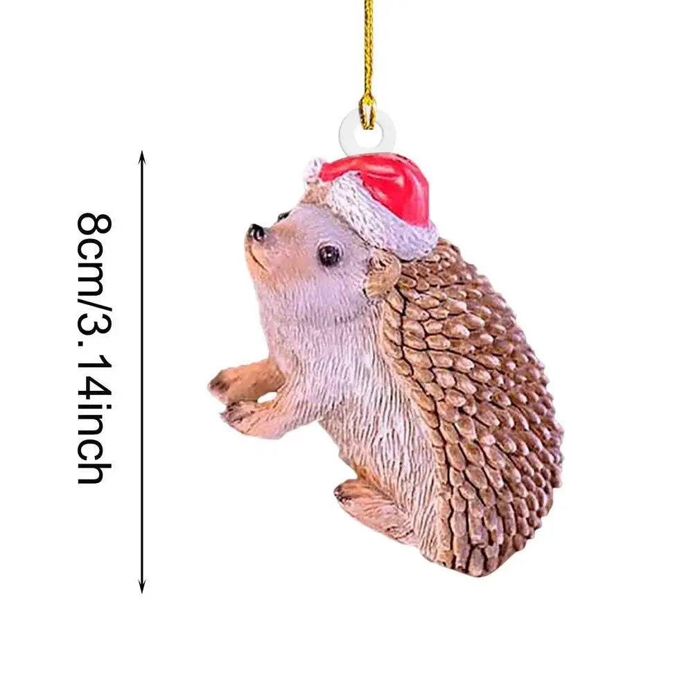 Squirrel Rabbit Bird Elk Hedgehog Pendant Christmas Tree Hanging Animal Ornaments Home Party Decoration 2025 New Year Navidad