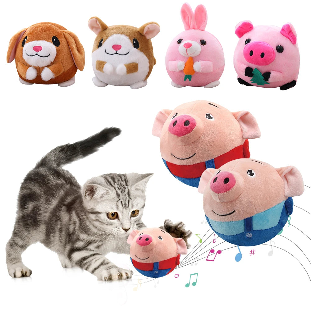 Active Moving Pet Plush Toy Bite Resistant Music Vibration Bouncing Ball Self-Moving Chewable for Dog Indoor Playing