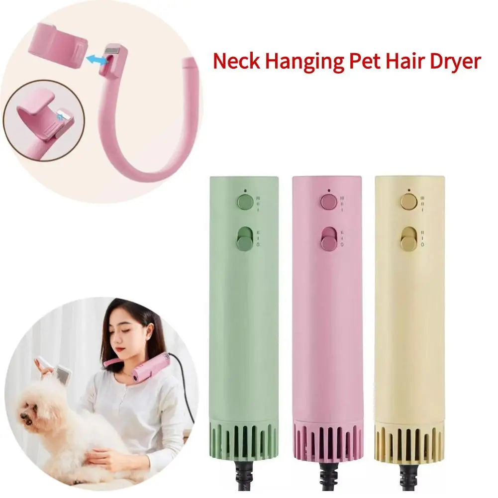 High-Power Pet Hair Dryer Silent Energy-Saving Neck Hanging Beauty Hair Pulling Machine for Cat Dog Portable Quick Drying Dryer