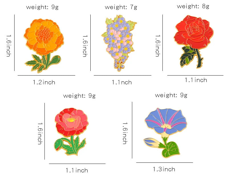 Flower Brooch Simulation Flower Plant Brooch Lily Tulip Sunflower Iris Morning Glory Lotus Clothing Brooch Badge Lapel Pins