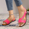 Rimocy 2023 Summer Flat Heel Sandals for Women Casual Plus Size Beach Slippers Woman Pu Leather Strap Slip-On Gladiator Sandals