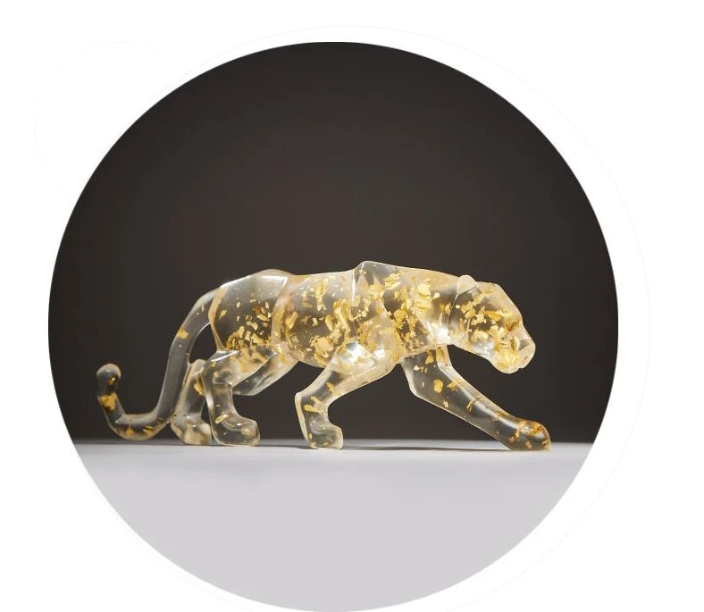 Modern Fortune Transparent Money Leopard Resin Adornments Office Workroom Sculpture Crafts Home Livingroom Figurines Decoration