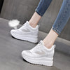 Fujin 2024 10CM Genuine Leather Sneakers Platform Shoes Wedge Hidden Heel Pumps Warm Fur Fashion Sneakers Women Winter Shoes