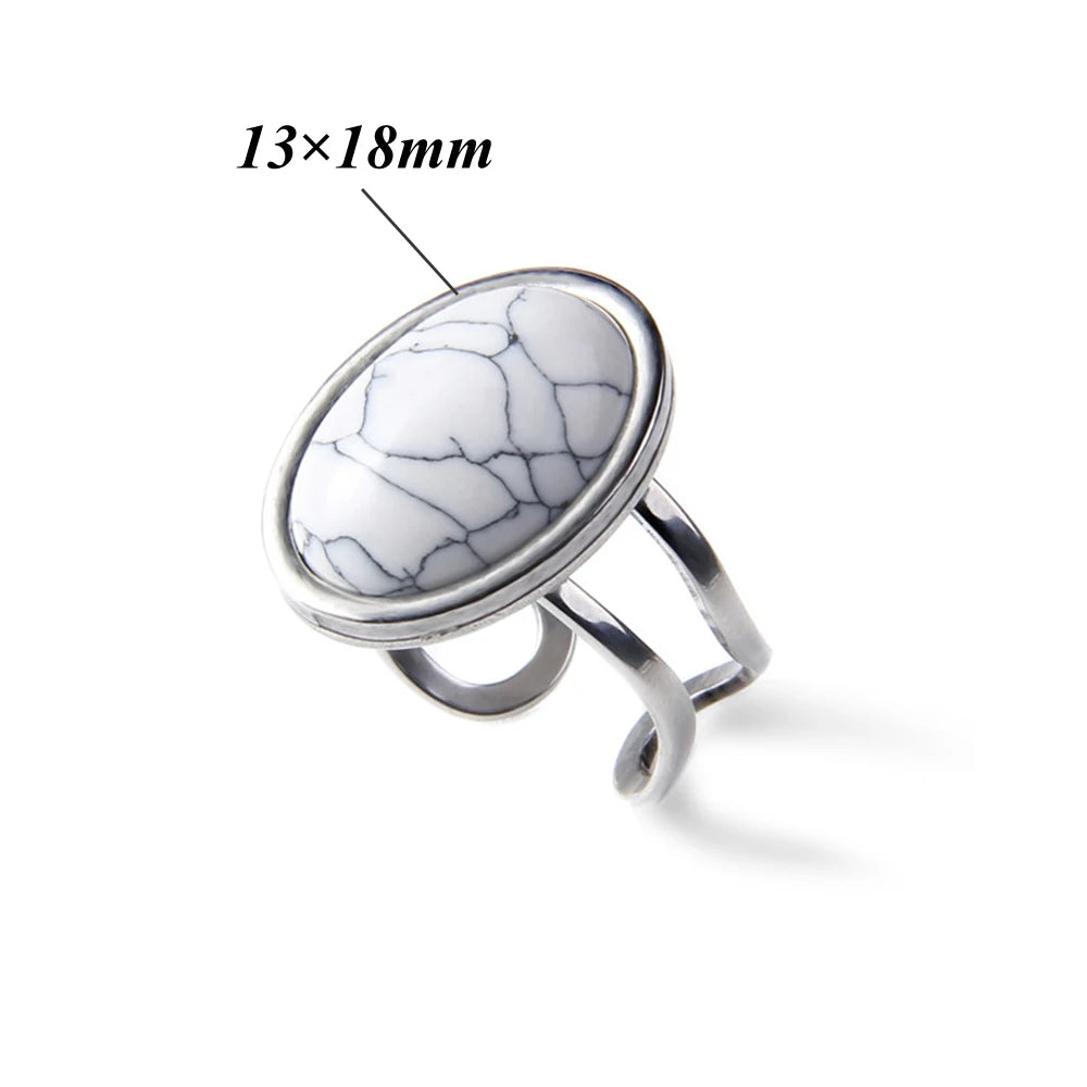 Fashion Female Finger Ring Pink Agat Quartzs Tiger Eye Rings Silver Color Simple Energy Yoga Ring for Women Girls Jewelry Gift