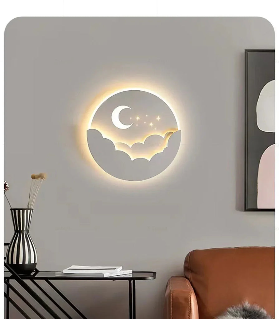 Modern LED Wall Lamp for Living Dining Bedroom Aisle Study Entryway Moon Sconce Light Indoor Home Decor Lighting Fixture Luster