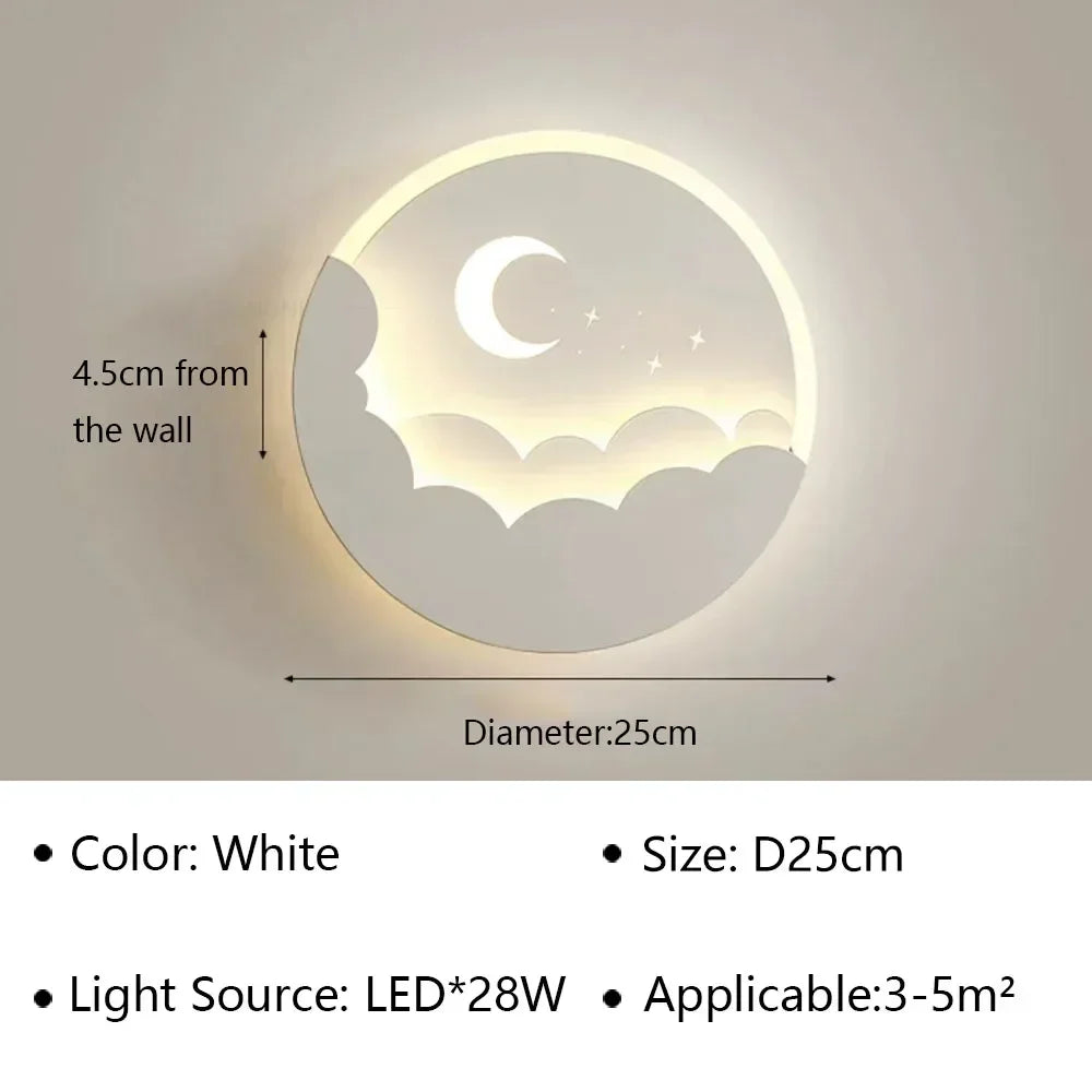 Modern LED Wall Lamp for Living Dining Bedroom Aisle Study Entryway Moon Sconce Light Indoor Home Decor Lighting Fixture Luster