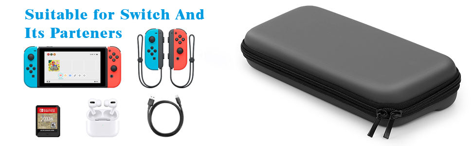 For Switch Case Compatible with Nintendo Switch, 9 in 1 Accessories kit with Carrying Case, Dockable Protective Case