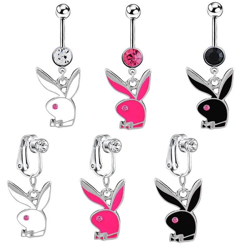 Surgical Steel Cute Rabbit Belly Button Rings for Women Navle Rings Belly Piercing Jewelry Body Jewlery