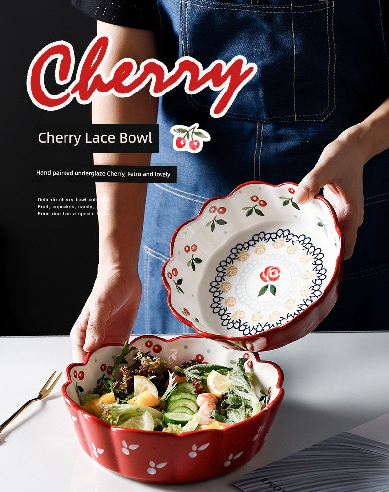 Retro Cherry For Home Delicate Complementary Food Steamed Egg Bowl Ceramic