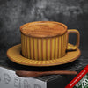 Retro European-Style Glazed Ceramic Coffee Cup Cappuccino Latte Fancy Coffee Pull Flower Cup and Saucer Suit 220ml