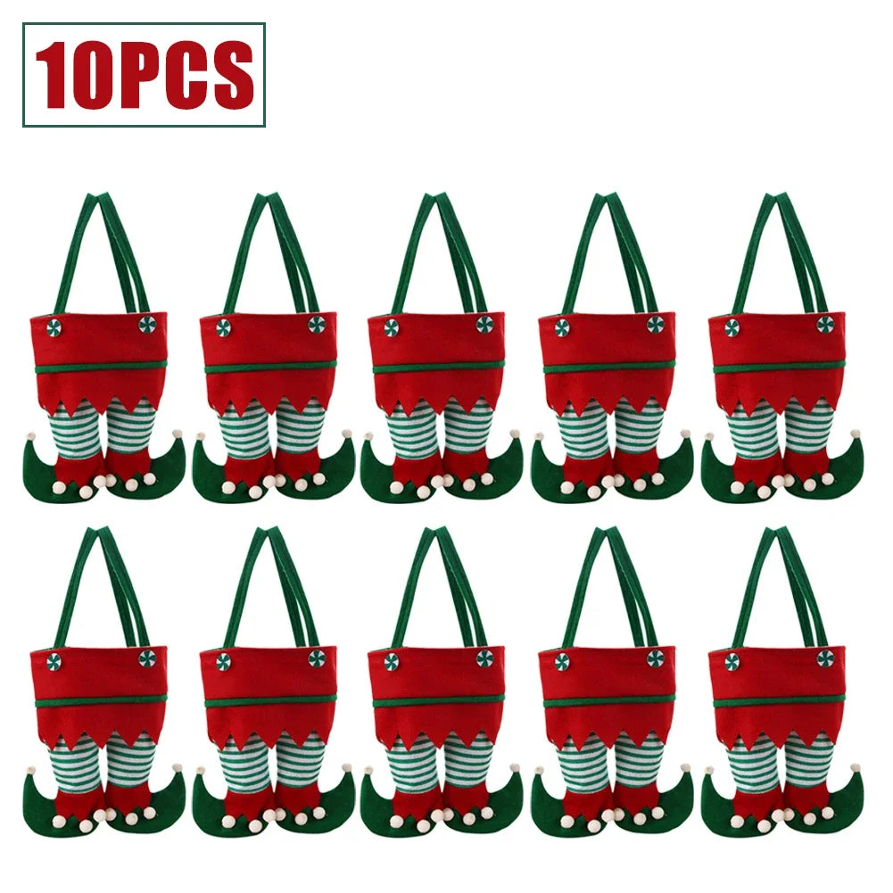 10-1pcs Christmas Candy Bags Santa Gift Bag Christmas Decorations 2023 Navidad Xmas Gift Bags Cristmas Candy Bags Velvet Bags