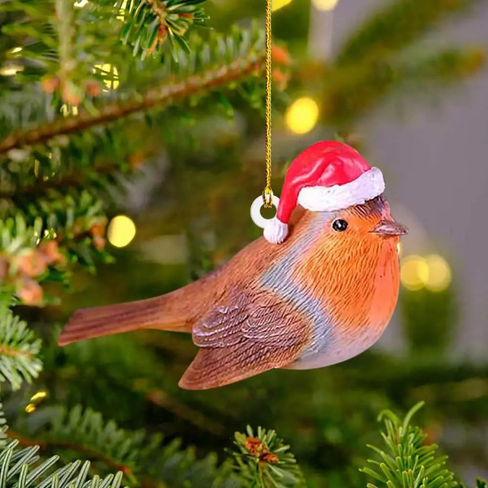 Squirrel Rabbit Bird Elk Hedgehog Pendant Christmas Tree Hanging Animal Ornaments Home Party Decoration 2025 New Year Navidad