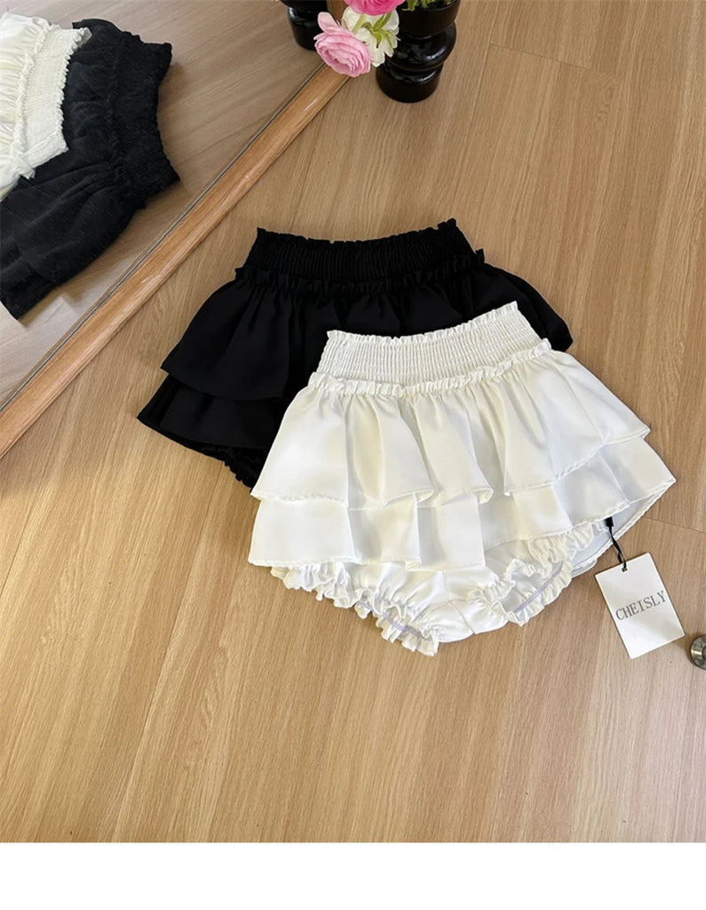 Sweet Style Ball Gown Spring Summer Gyaru Wrap Hip Pleated Skirt Sexy High Waist Hiphop Korean High Street Coquette New Trend