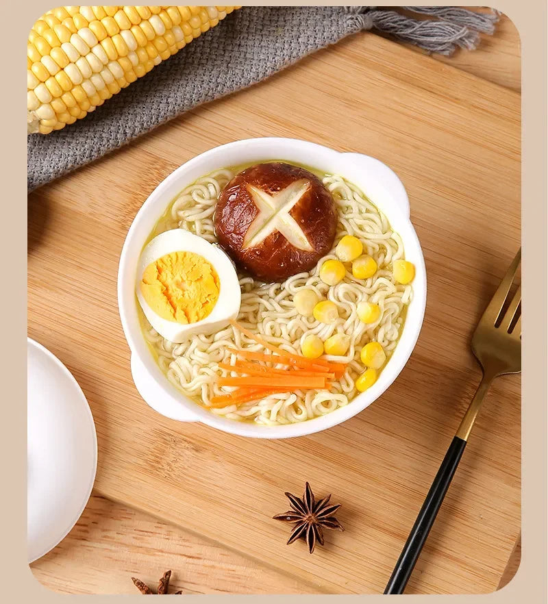 Noodle bowl with cover with two ears can be microwave heated lunch box thermal noodle bowl